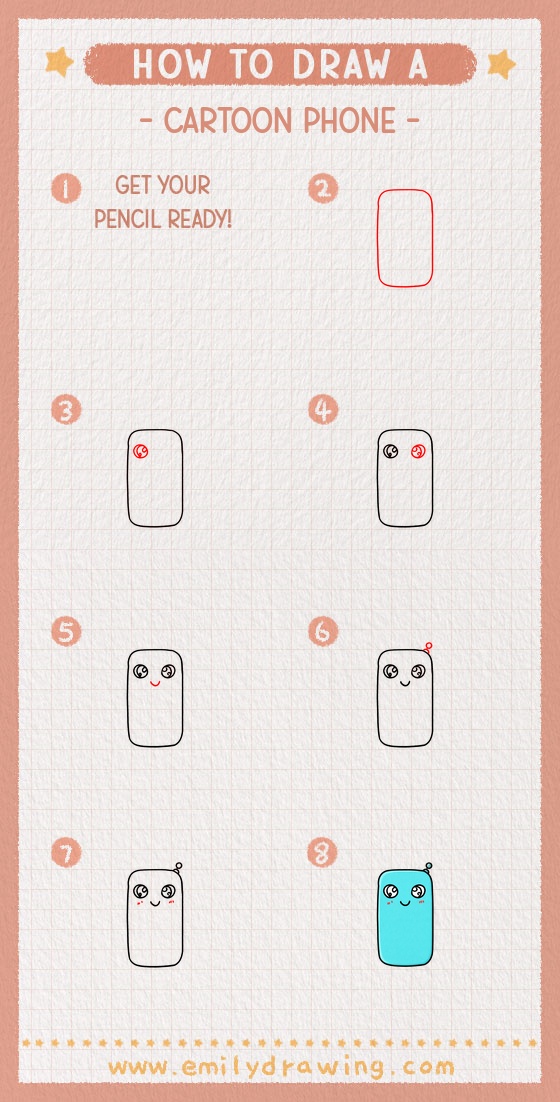 how to draw a cartoon phone pinterest pin